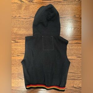 Aviator Nation Logo Stripe Sleeveless Crop Pullover Hoodie